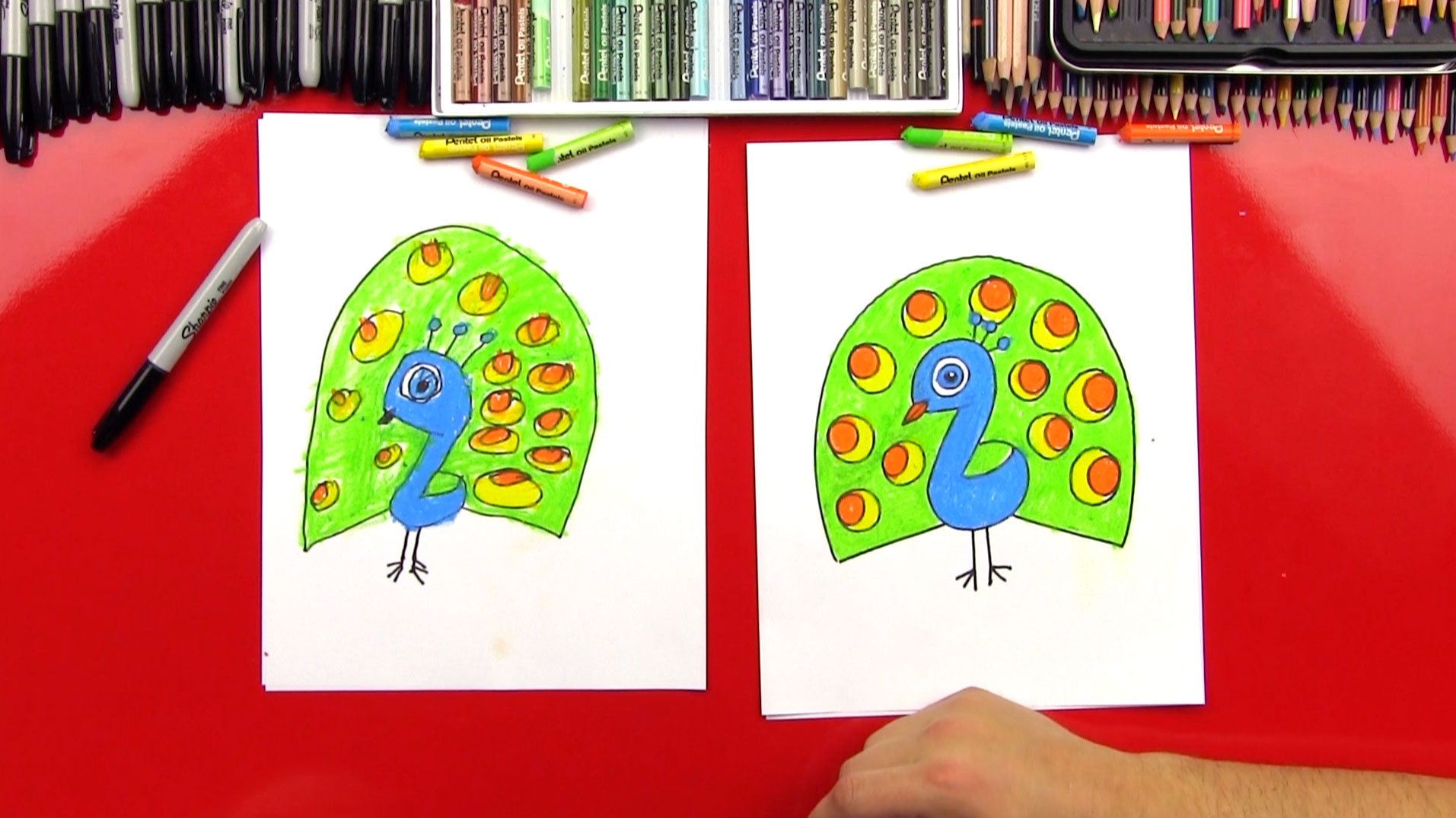 1913x1074 How To Draw A Cartoon Peacock For Young Artists - Peacock Cartoon Drawing