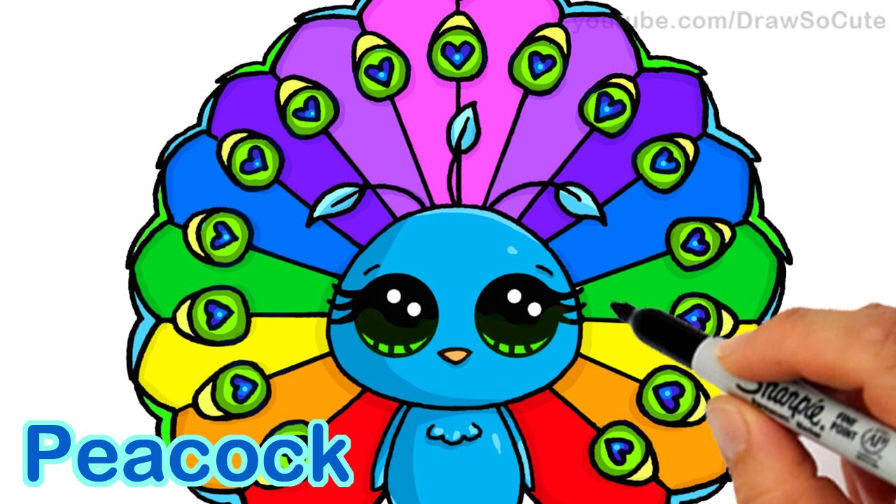 1280x720 How To Draw Cartoon Peacock Cute Step - Peacock Cartoon Drawing