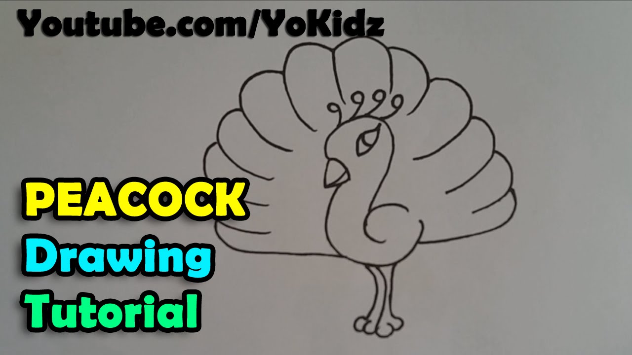 1280x720 How To Draw Cartoon Peacock For Kids Easy And Simple - Peacock Cartoon Drawing