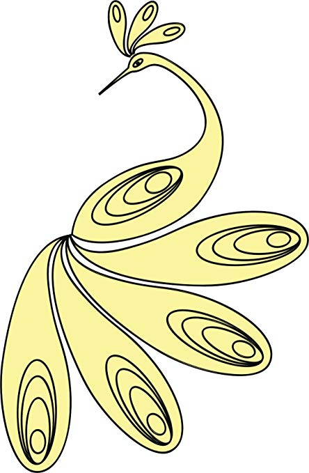 444x679 Pretty Simple Yellow Peacock Cartoon Drawing Vinyl - Peacock Cartoon Drawing