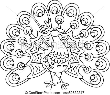 450x388 Collection Of 'cartoon Peacock Drawing' Download More Than - Peacock Drawing Black And White