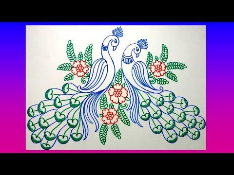 480x360 How To Draw Peacock With Beautiful Feather Design Colour Sketch - Peacock Drawing Designs