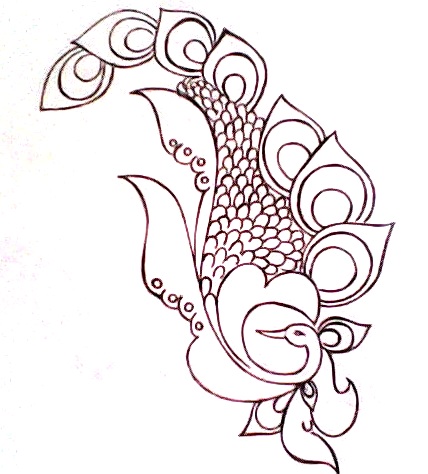 428x474 Peacok Design For Embroidery Mam's Designs - Peacock Drawing Designs