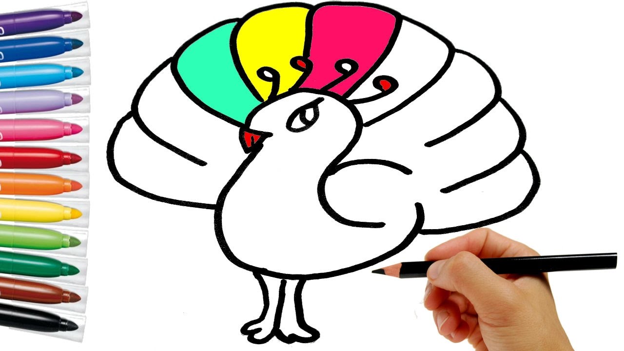 1280x720 How To Draw Animals Drawing Peacock For Kids Learning Colouring - Peacock Drawing For Kids