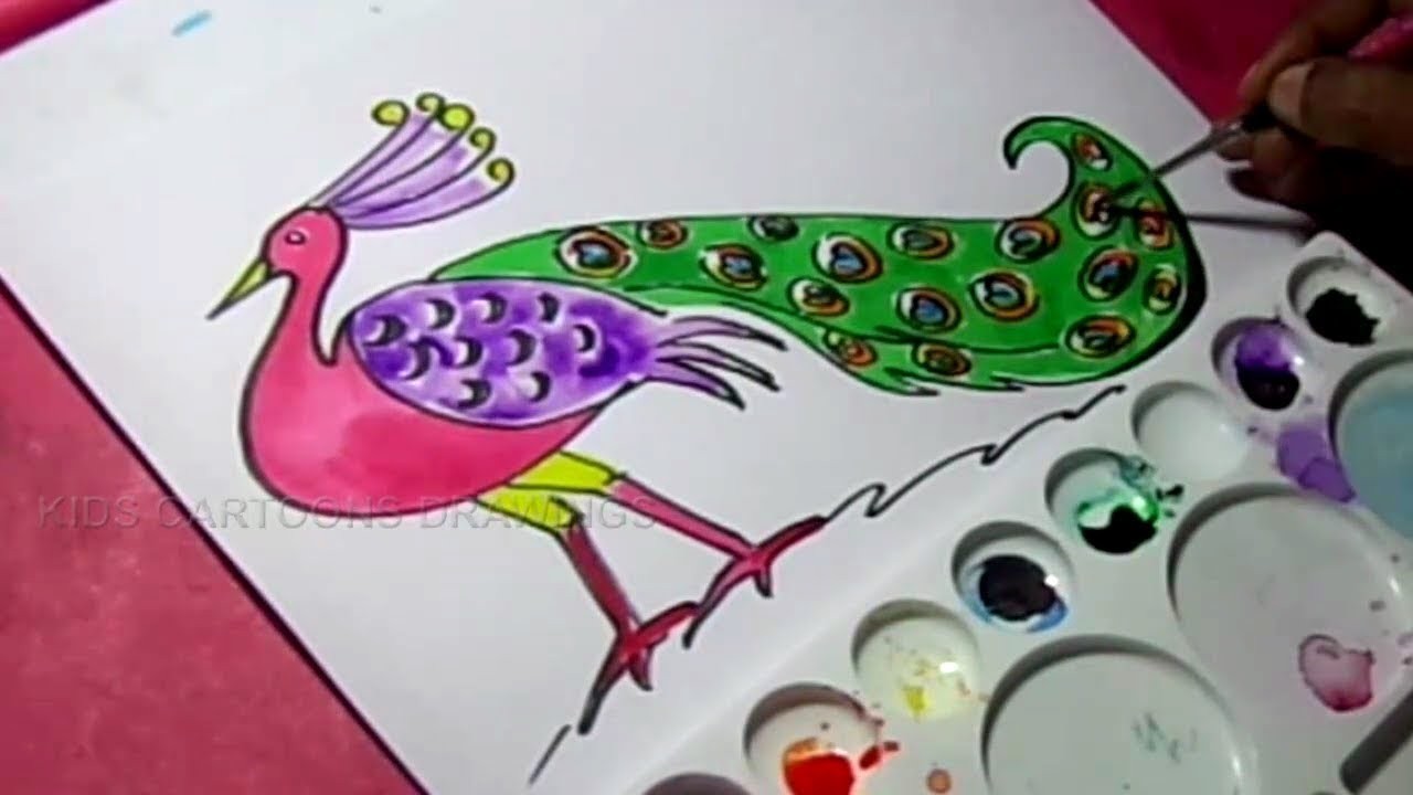 1280x720 peacock pictures to color how draw easy drawing for kids youtube - Peacock Drawing For Kids