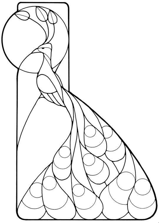 540x756 Peacock Drawing Outline For Glass Painting - Peacock Drawing Outline