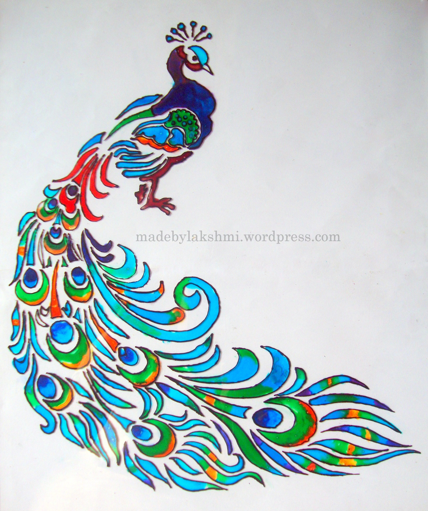1456x1737 glass painting tutorial - Peacock Drawing Outline For Glass Painting