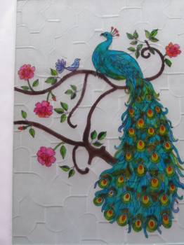 262x350 glass painting from exotic places - Peacock Drawing Outline For Glass Painting