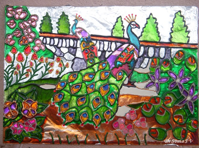 640x476 cardscraftskids projects glass painting peacock - Peacock Drawing Outline For Glass Painting