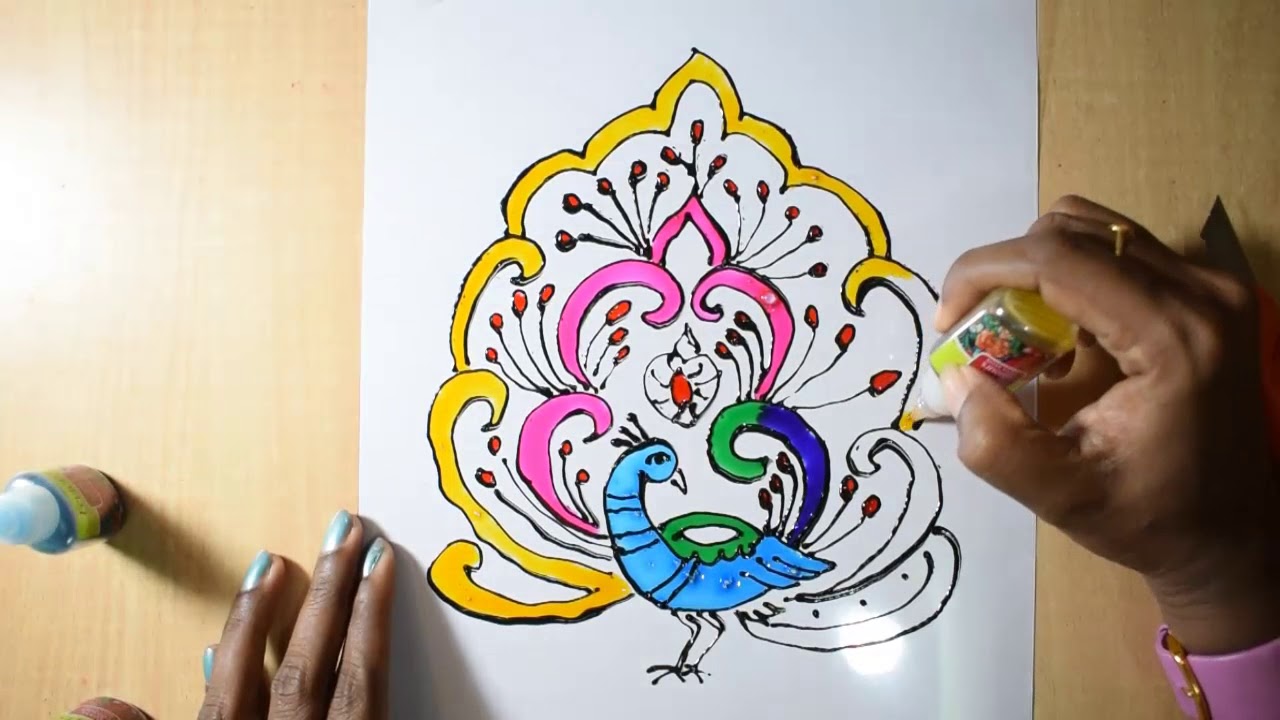 Peacock Drawing Outline For Glass Painting at PaintingValley.com ...