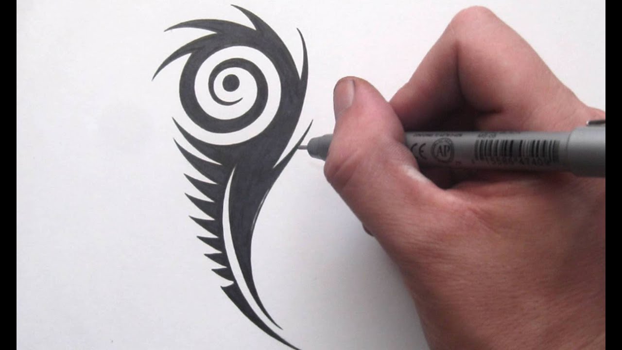 1280x720 How To Draw A Peacock Feather - Peacock Drawing Tattoo