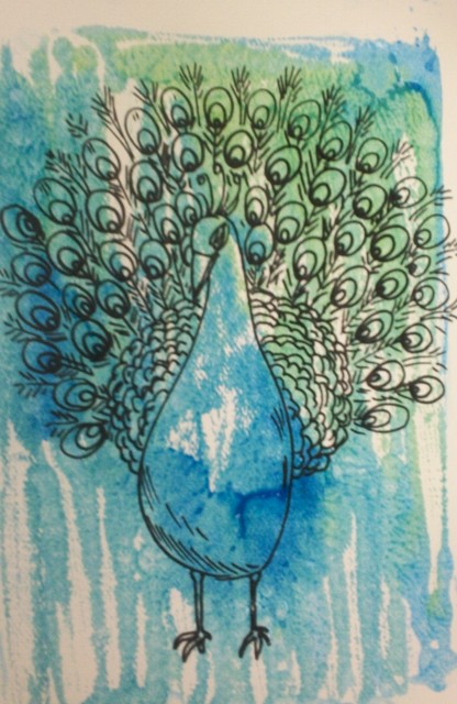 416x640 art with mr e peacock a palooza part line drawing w mono print - Peacock Line Drawing