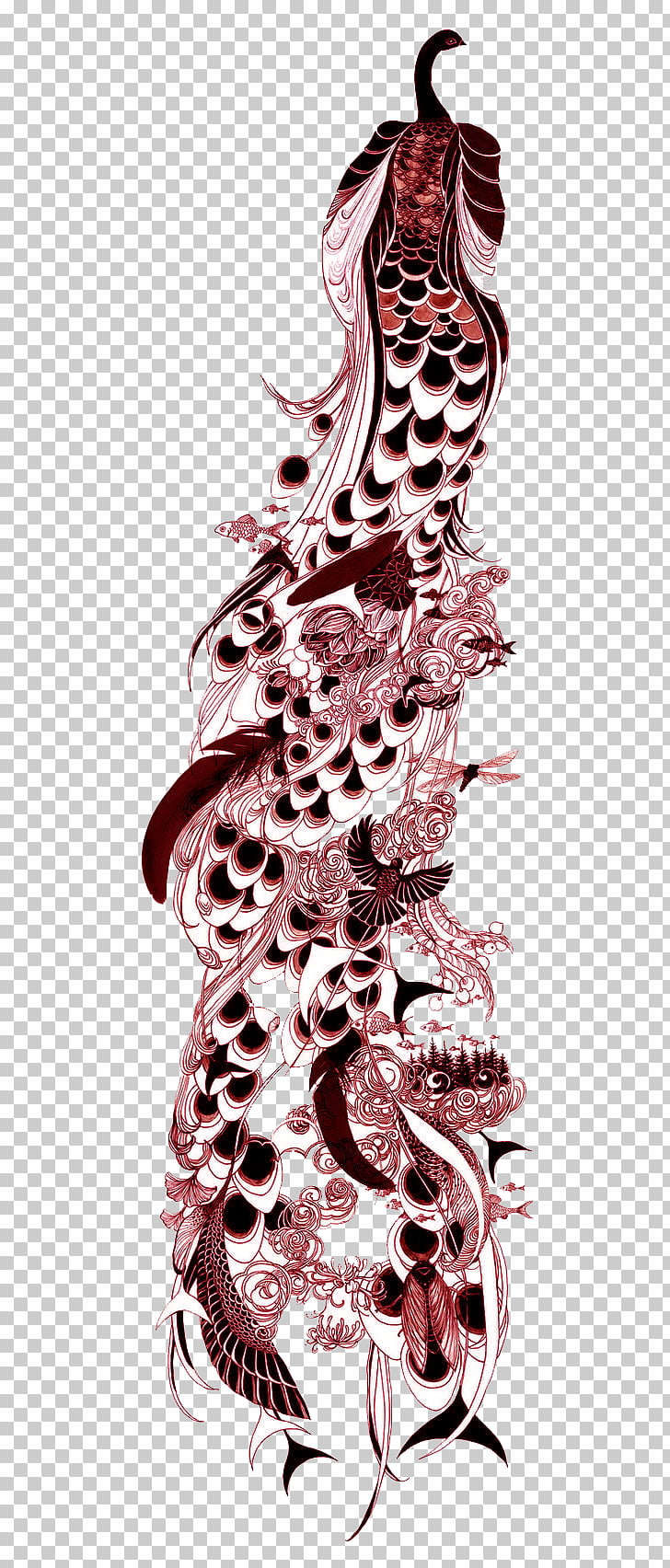 728x1704 Bird Peafowl Drawing Line Art Feather, Red Peacock Png Clipart - Peacock Line Drawing