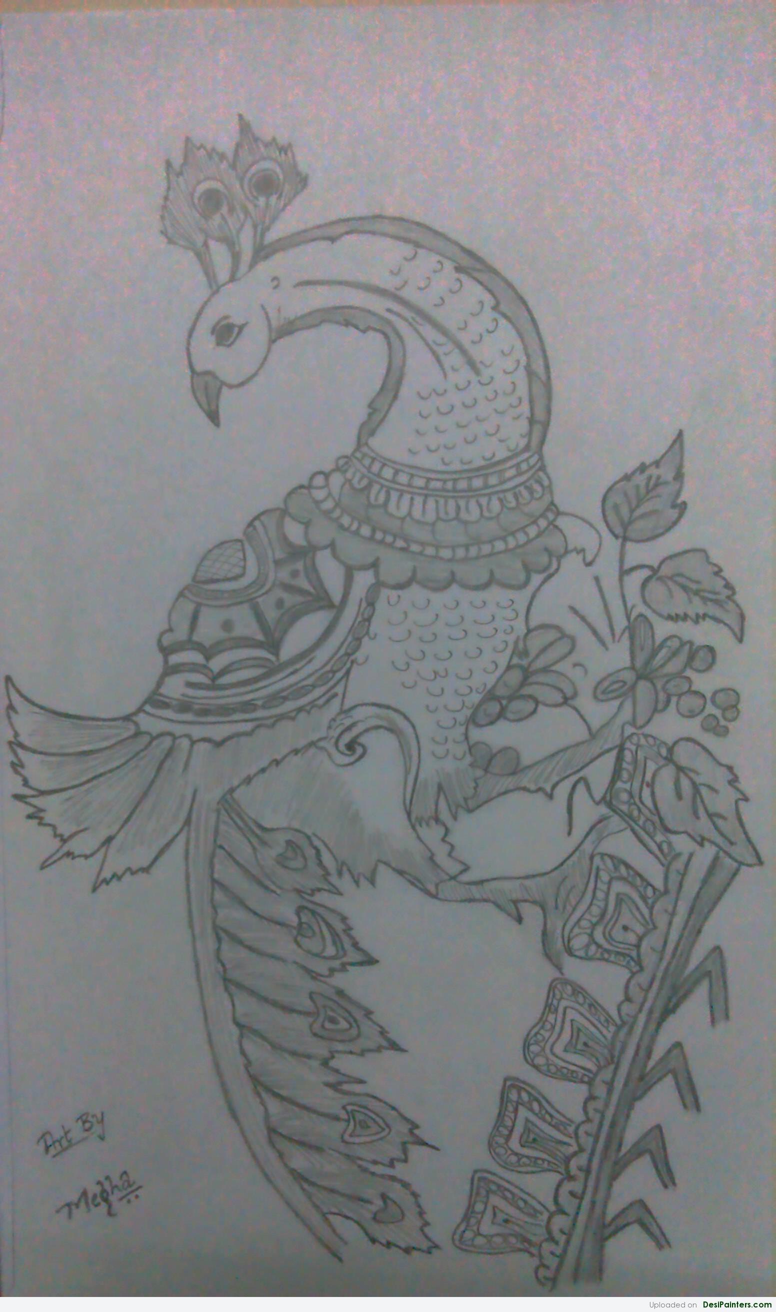 1552x2622 Pencil Sketch Of Peacock - Peacock Pencil Drawing