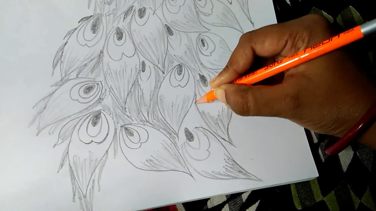 1280x720 How To Draw Peacock Sketch Art - Peacock Sketch Drawing