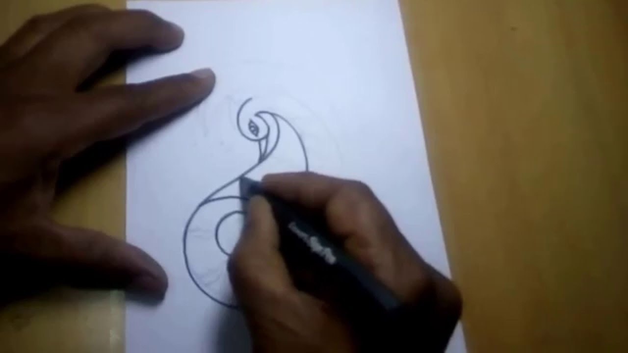 1280x720 Drawing Tutorial - Peacock Sketch Drawing