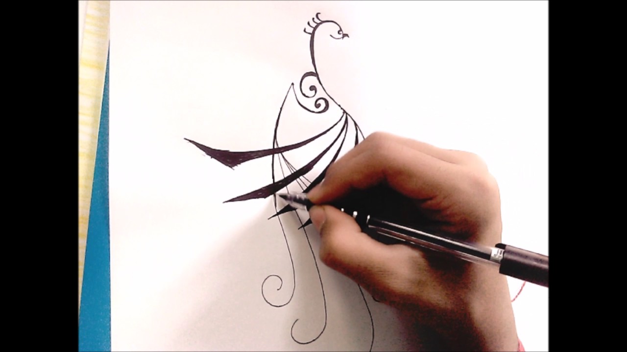 1280x720 Draw Peacock Tattoo Design Step - Peacock Tattoo Drawing