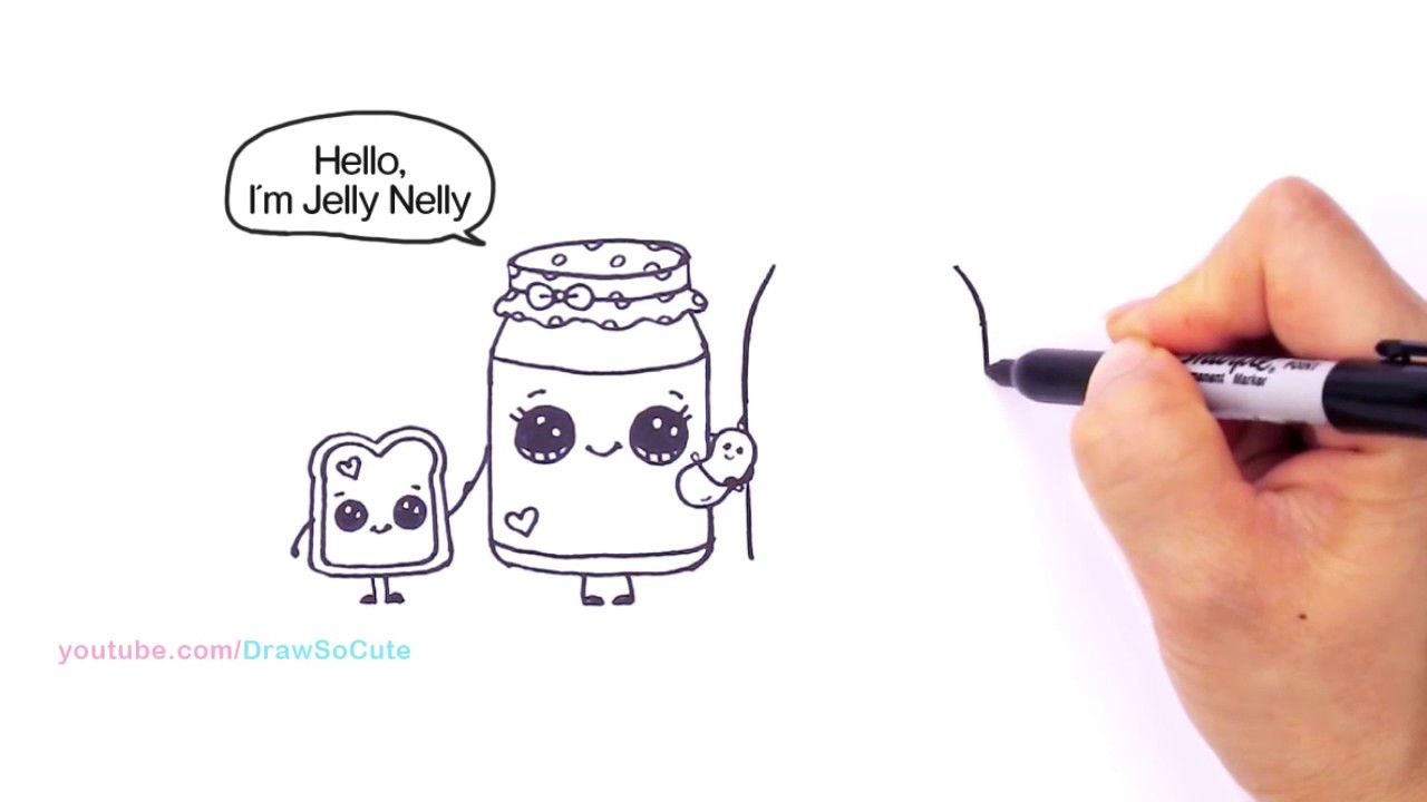 1280x720 how to draw cute cartoon food - Peanut Butter Drawing