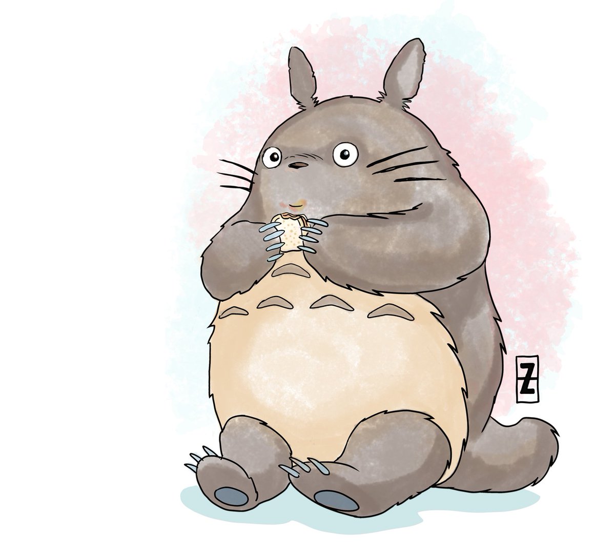 1200x1076 Patch Zircher On Twitter A Quick Drawing Of Totoro Eating - Peanut Butter Drawing