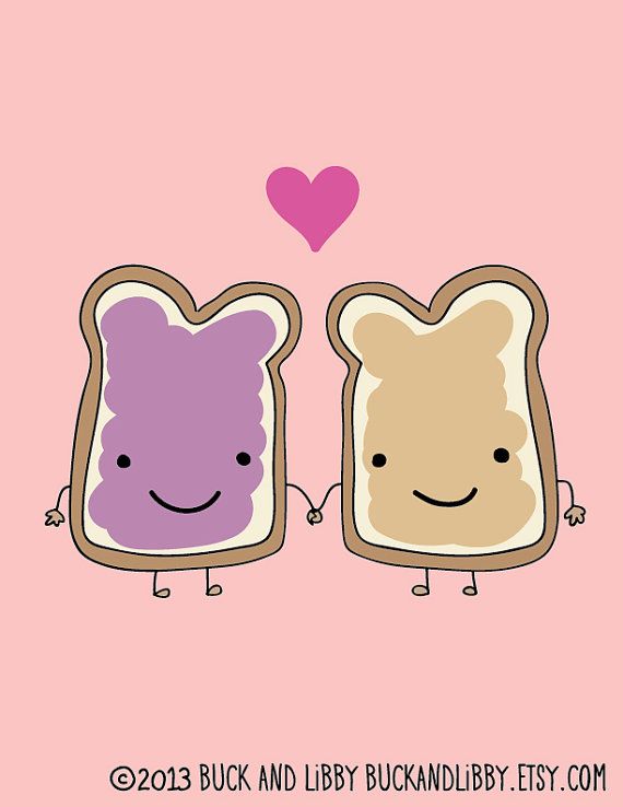 570x738 peanut butter loves jelly illustration print - Peanut Butter Drawing