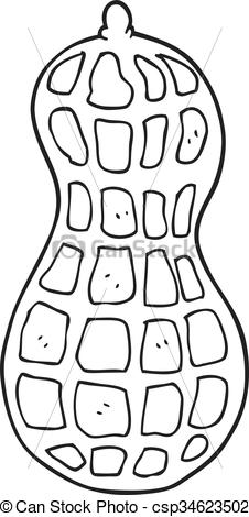 226x470 Freehand Drawn Black And White Cartoon Peanut - Peanut Drawing