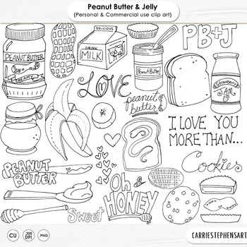 350x350 peanut butter and honey, png digital stamps photoshop brushes tpt - Peanut Line Drawing