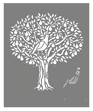 300x356 Partridge In A Pear Tree Stencil - Pear Tree Drawing