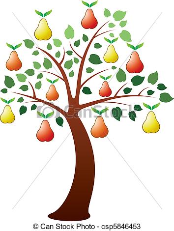 354x470 Vector Pear Tree - Pear Tree Drawing