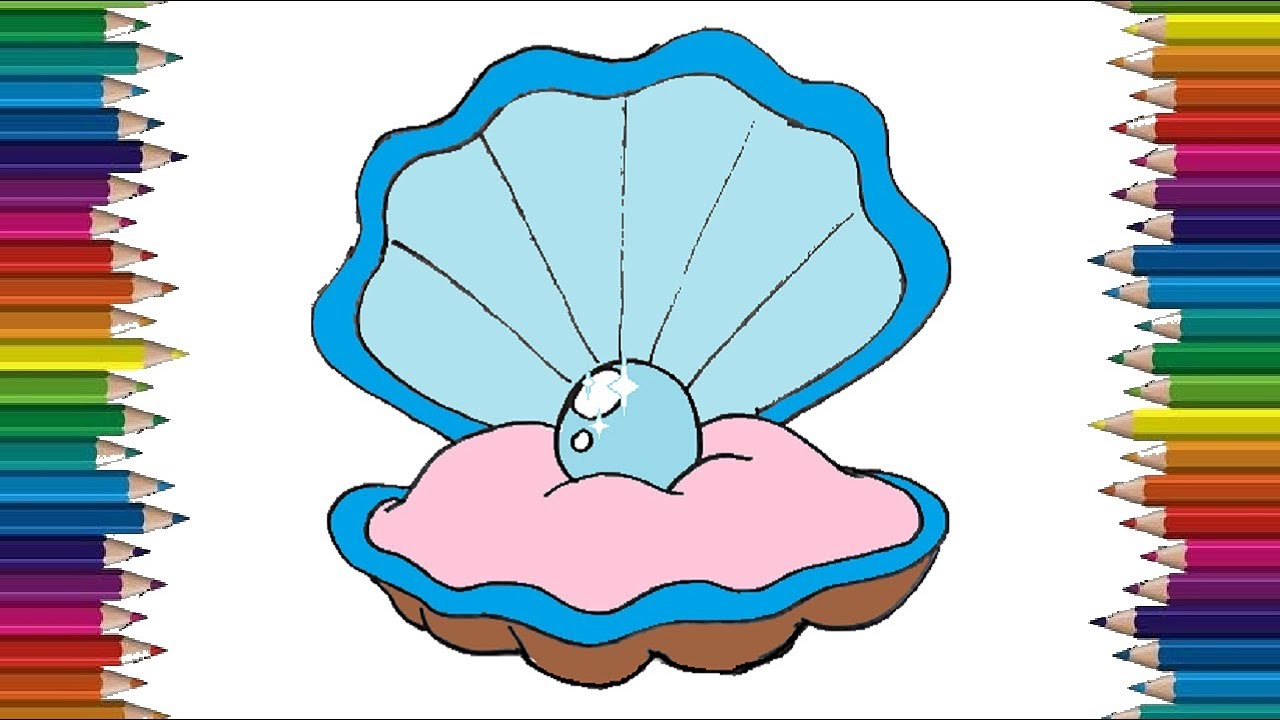 1280x720 how to draw an oyster with a pearl oyster drawing and coloring - Pearl Drawing