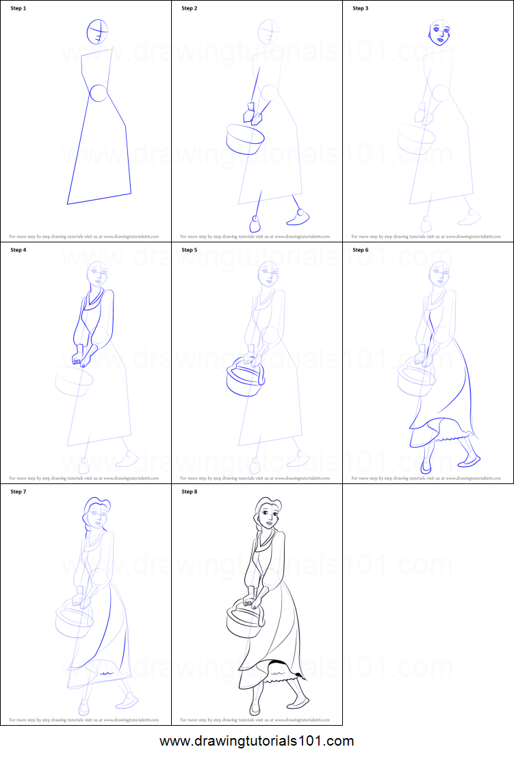 751x1110 How To Draw Peasant Belle From Beauty And The Beast Printable - Peasant Drawing