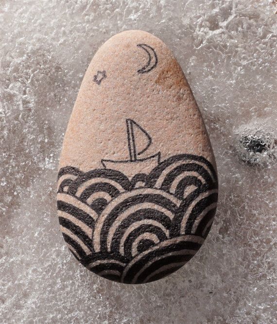 570x666 pebble art, drawing on pebble, painted rock, painted stone, sea - Pebble Drawing