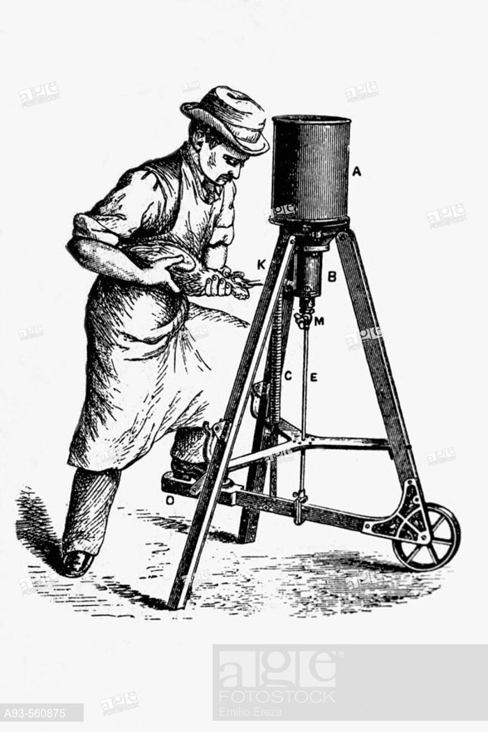 700x1050 force feeding machine antique drawing, ca embuchadora - Pedal Drawing