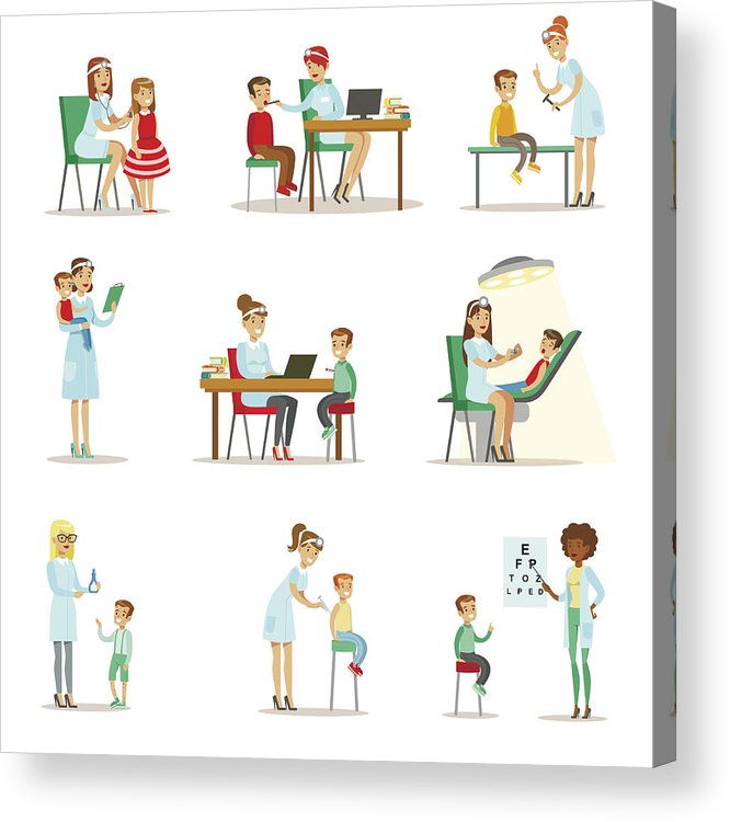 666x750 children on medical check up with female pediatrician doctors - Pediatrician Drawing