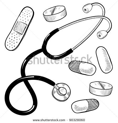 450x470 Doctor Stethoscope Drawing Bible Journal Medical Drawings - Pediatrician Drawing