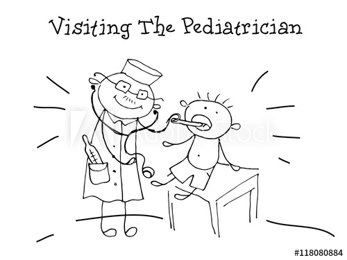 500x375 Visiting The Pediatrician Kids Health Graphic Hand Drawn Sketch - Pediatrician Drawing