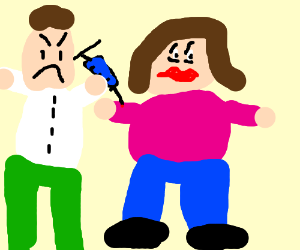 300x250 angry pediatrician giving a big girl a shot drawing - Pediatrician Drawing