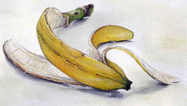 640x364 Banana Skin In Art,craft,diy Drawings, Fruit Sketch - Peeled Banana Drawing