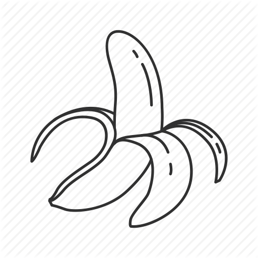 512x512 Banana, Banana Peel, Fruit, Monkey, Peeled Banana, Plant - Peeled Banana Drawing