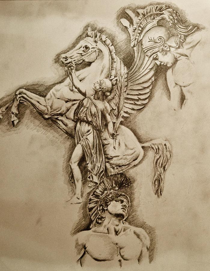 699x900 achilles and pegasus drawing - Pegasus Drawing