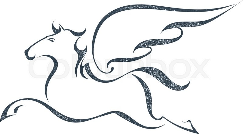 800x441 grunge sketch of a flying pegasus, stock vector colourbox - Pegasus Flying Drawing