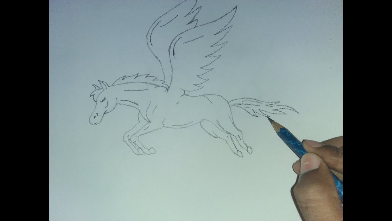 1280x720 how to draw nice sketch of flying horse - Pegasus Flying Drawing