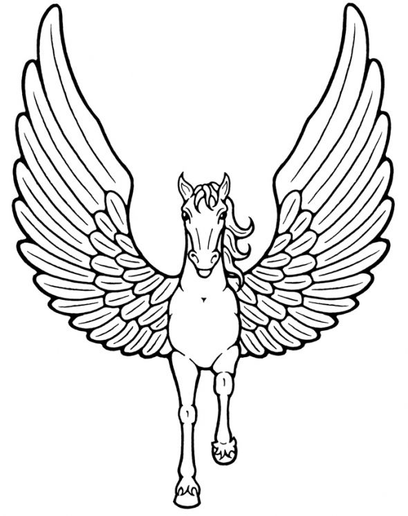 590x747 open wings pegasus tattoos design - Pegasus Flying Drawing
