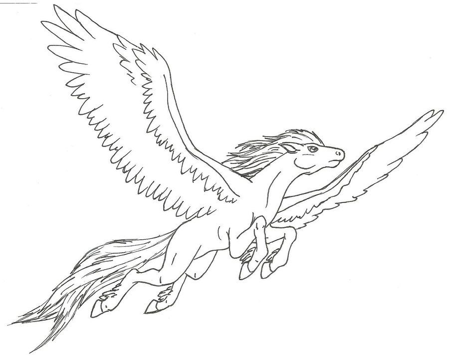 900x722 pegasus - Pegasus Flying Drawing