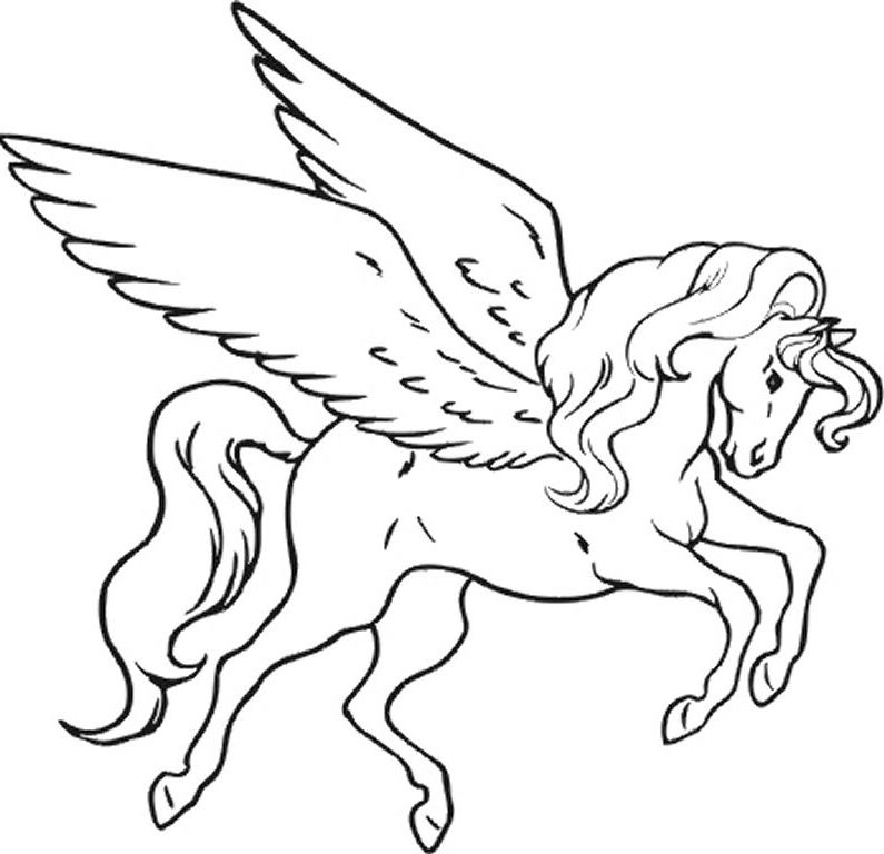 795x768 trend pegasus to color free preschool humorous flying unicorn - Pegasus Flying Drawing