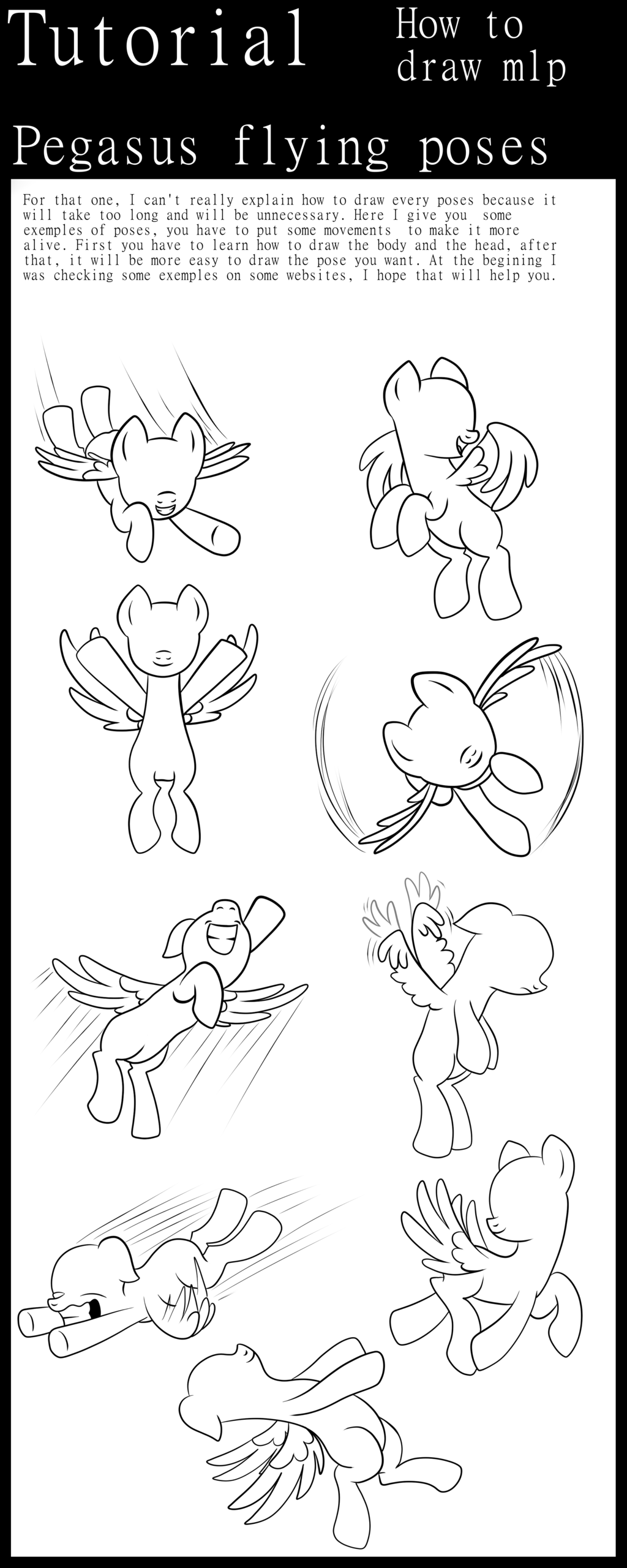 1024x2560 tutorial - Pegasus Flying Drawing