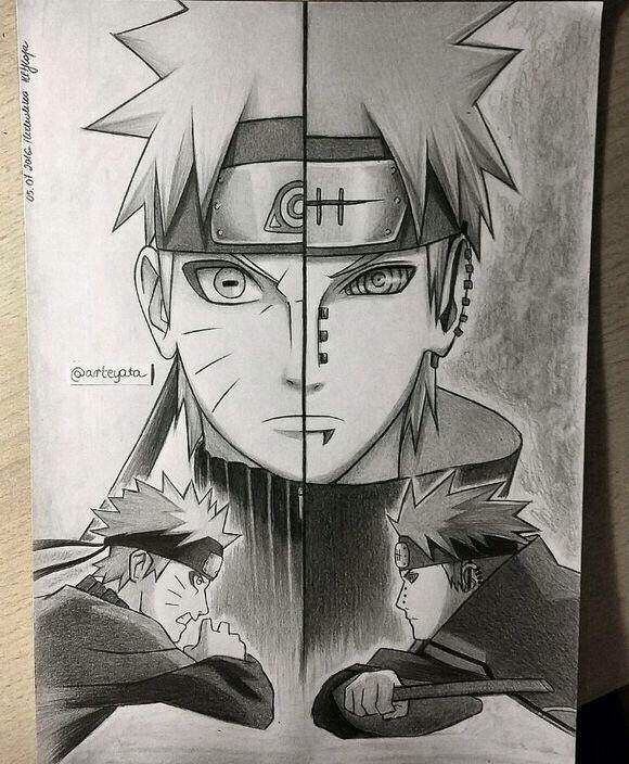 580x704 Awesome Naruto And Pain Hand Drawing - Pein Drawing