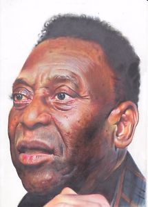 215x300 Pele Football Art Pencil Drawing Original Ebay - Pele Drawing