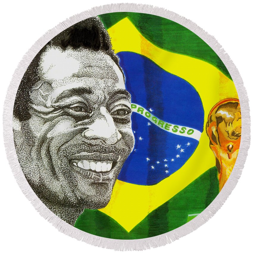 850x850 pele round beach towel for sale - Pele Drawing