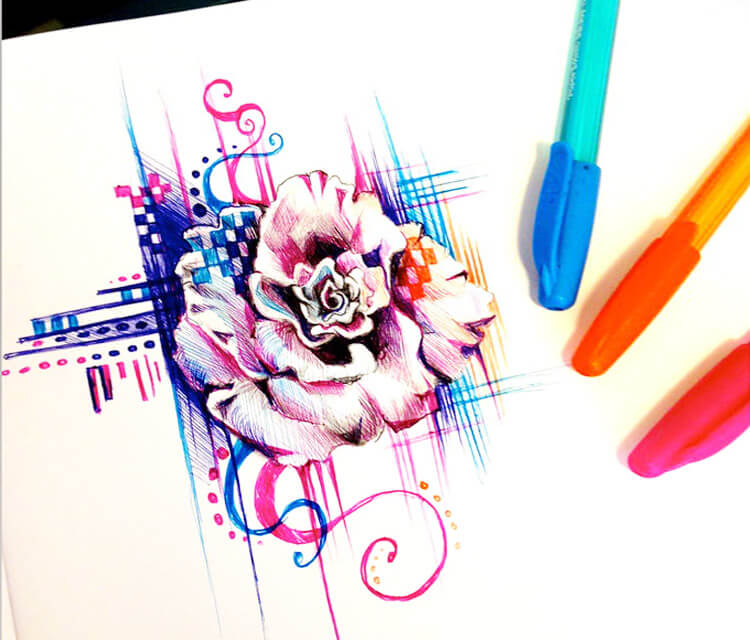 750x640 rose pen design pen drawing - Pen Design Drawing