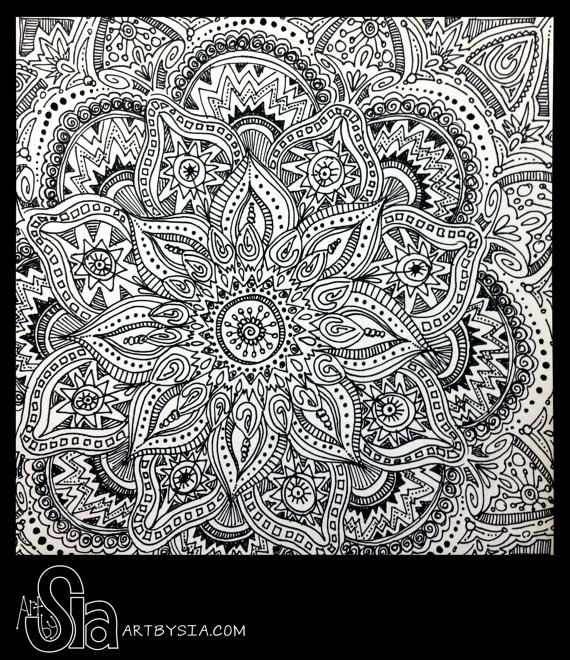 570x660 abstract doodle art original zentangle doodle drawing modern - Pen Design Drawing